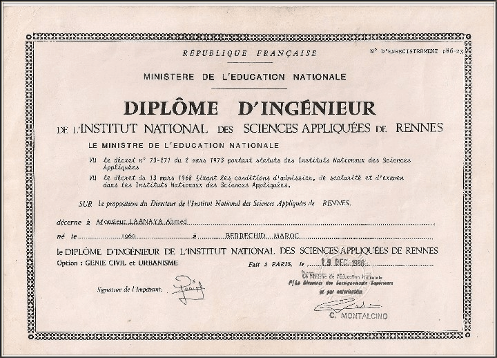 DIPLÔME D'INGÉNIEUR DE L'INSTITUT NATIONAL DES SCIENCES APPLIQUÉES DE RENNES