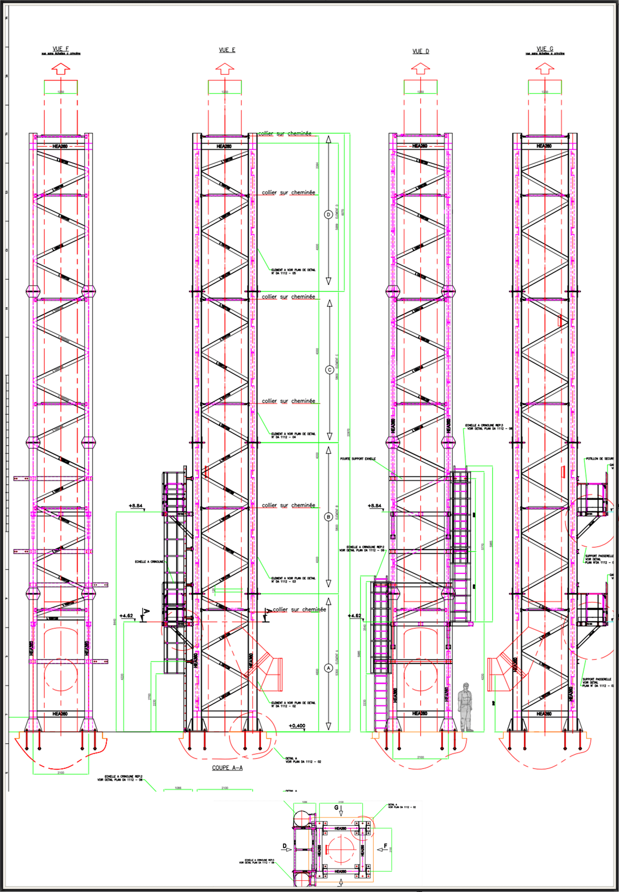 Design d’une cheminée de diamètre 1800 mm hauteur 50 m en SVR