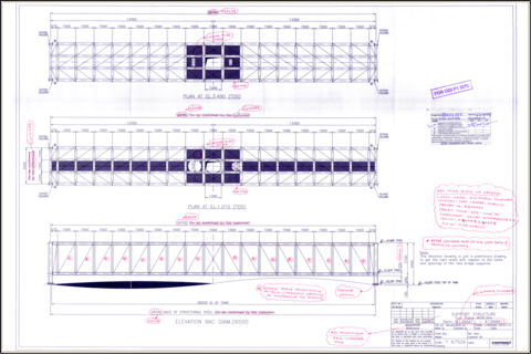 Dimensionnement de structures en charpente metallique rack pont support agitateur de reservoir de 24 m de diametre