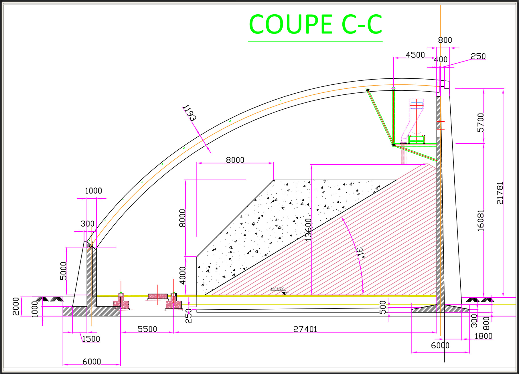 Étude de base et de détail de structure en béton armé de hangars de stockage des engrais