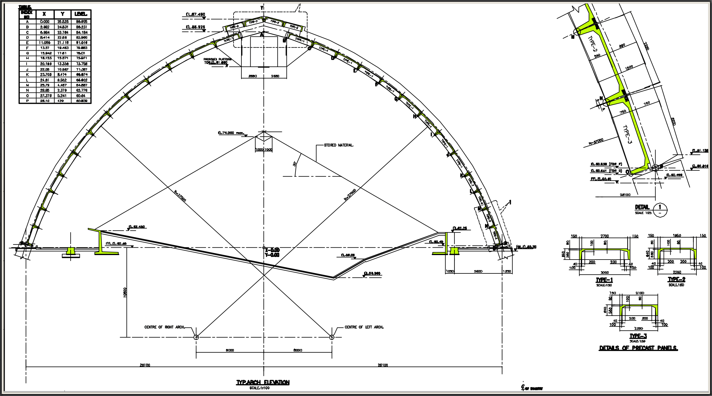 Étude de base et de détail de structure en béton armé de hangars de stockage des engrais