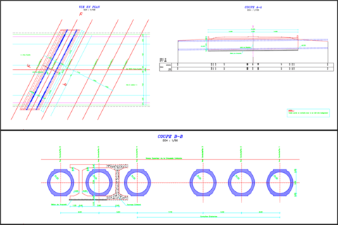 Etude de base et de detail pour la realisation ouvrages hydrauliques annexes dalots pour les traversses de route pour le passage de conduite alimentation eau de mer masif de stabilisation etc….